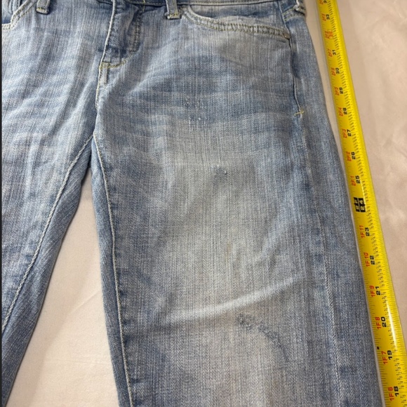 Pilcro And The Letterpress Hyphen 25 Jeans Distress Ankle Appliqué Yellow Print - Picture 6 of 16